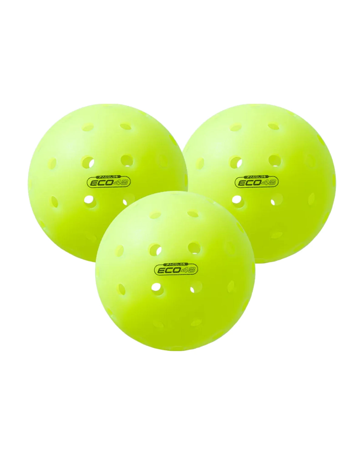 Facolos F-Eco all-court pickleballs in optic yellow
