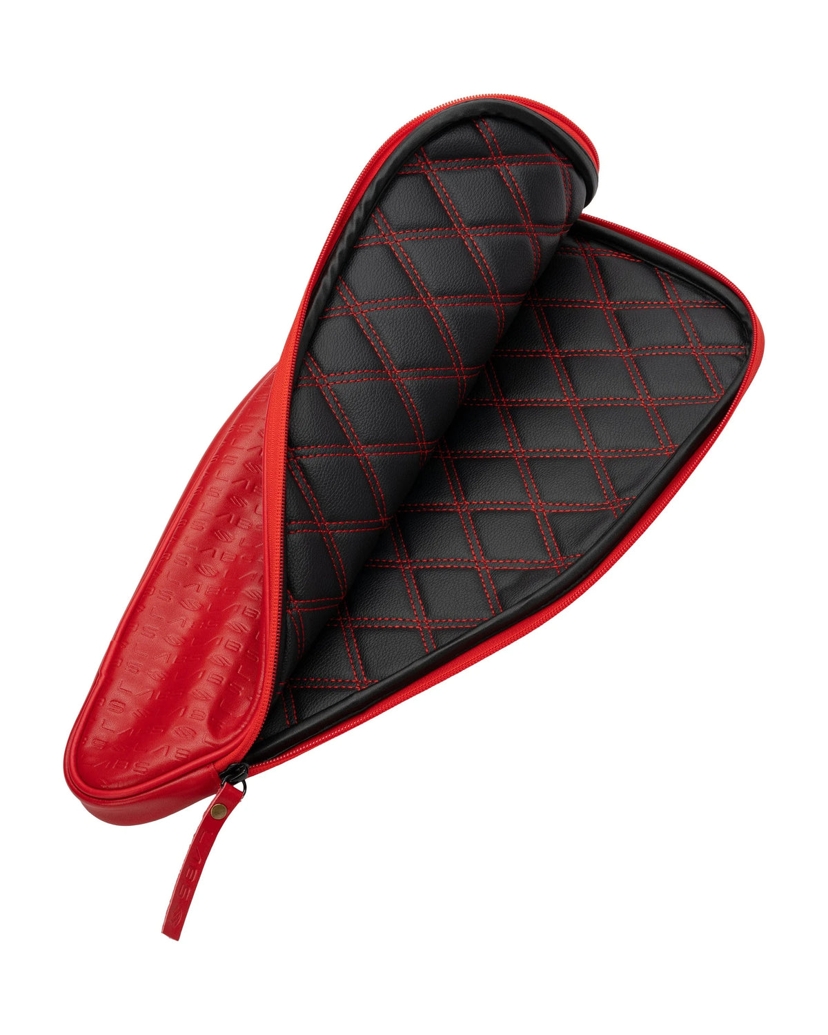 Selkirk LABS Red Paddle Collector's Case, open, quilted interior